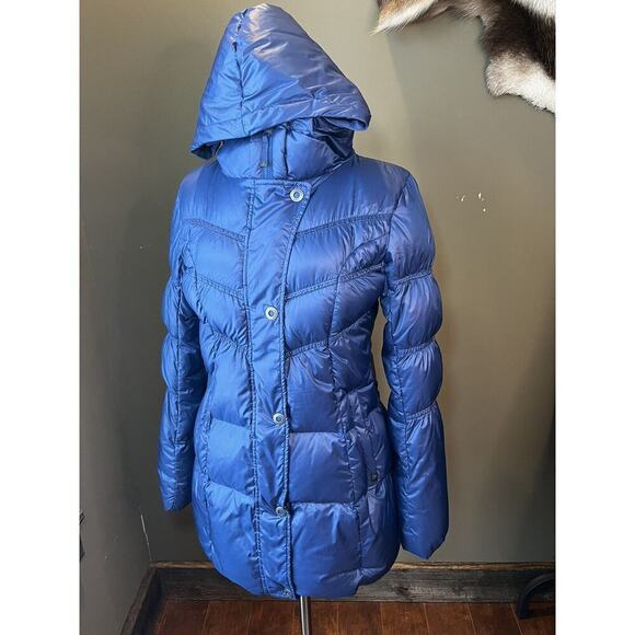 PrAna Blue Down Puffer Jacker Button/Zip Down Size S - Picture 1 of 8